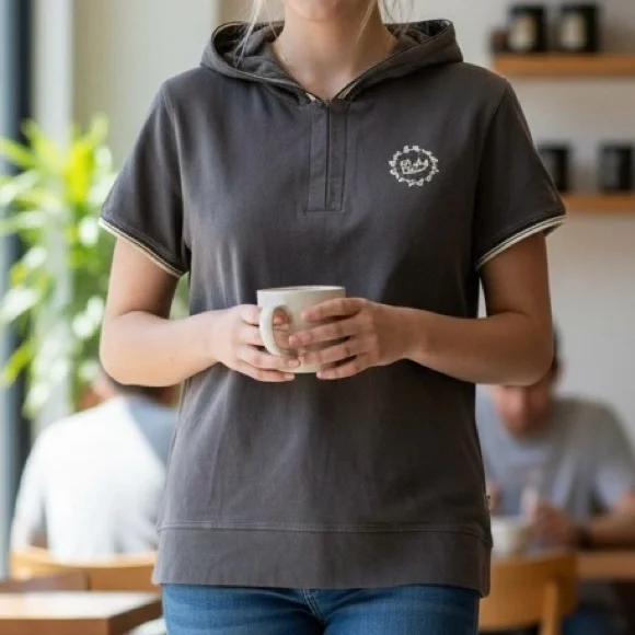 BCBGirls Vintage Y2K Black Short Sleeve Quarter Zip Hoodie Logo Large - Picture 1 of 12